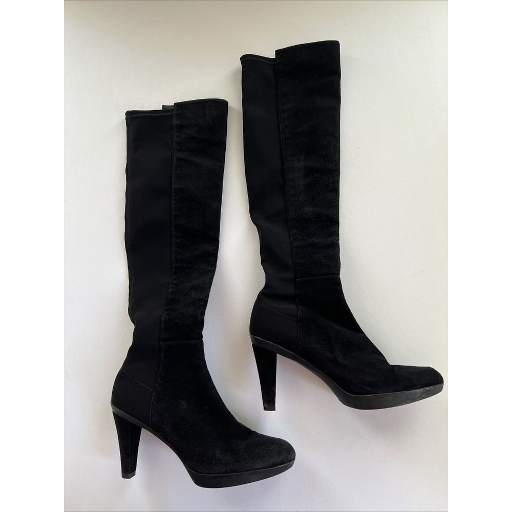 Stuart Weitzman Womens 7 Demi Knee Boots Suede Stretch Back Boots - Picture 1 of 10
